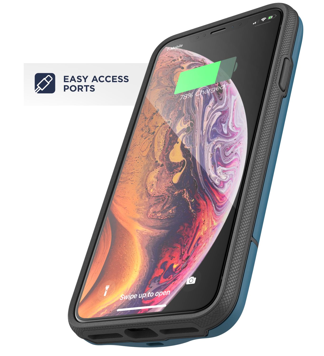 iPhone XR Blue Rebel Power Wireless charging - Battery Case - IP9RBBC-BL